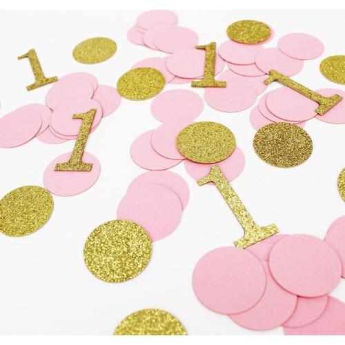100pcs Birthday Glitter Confetti Decoration Baby 1st One Years Old Round Paper Circles Pentagram Card Baby Shower Supplies zz26