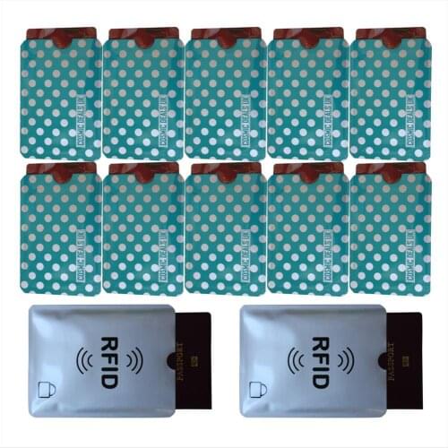 12 PCS Anti Theft Polka Dot Card Protector RFID Blocking Sleeve Aluminum Passport Sleeve Shield NFC , OEM welcome
