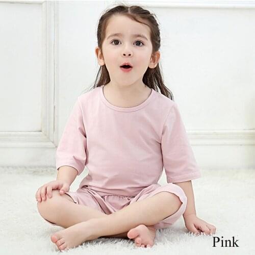 27 kids Girls Pajamas Top and shots For 2-9 Years Home Wear Suit Children Pajamas Cotton Fabric And Cartoon Pattern