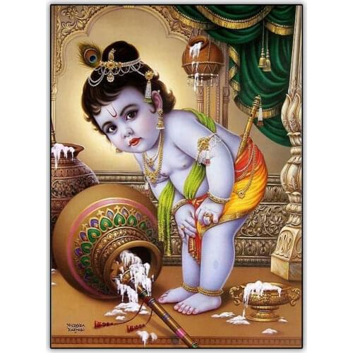 5d DIY Diamond Painting Set Full Drill Square Baby Krishna Stealing Butter Picture Diamond Art Paintings Accessoires Home Decor