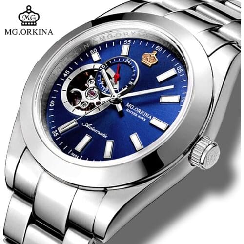 Luxury Brand MG.ORKINA Watch 316L Stainless Steel Mechanical Wrist Watches Men Automatic Self Winding Mens Watches reloj hombre