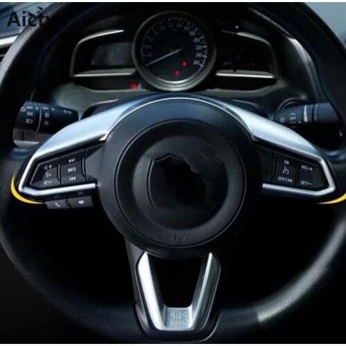 For Mazda CX3 CX-3 2019 2020 2017-2018 Car Steering Wheel Decoration Cover Trim Frame Sticker Interior Accessories Styling