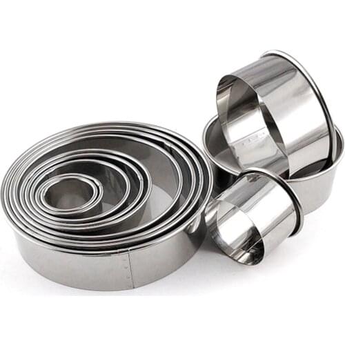 New 12PCS Stainless Steel Round Cake Mold Baking Mousse Ring Kitchen Tools Pizza Cooking Cookie Cutter DIY Cake Ring Tools
