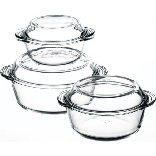 Home Transparent Glass of Soup Stockpot Kitchen Heat Resistant Home Glass Bowl Kitchen Cooking Tools Glass Tencer Pyrex 3 PCs Cookware set