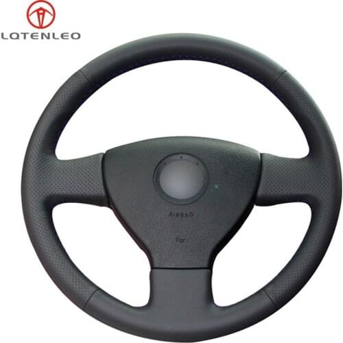 LQTENLEO Black PU Artificial Leather Car Steering Wheel Cover For Volkswagen VW Golf 5 Passat B6 Jetta 3 Tiguan Touran 2005-2011