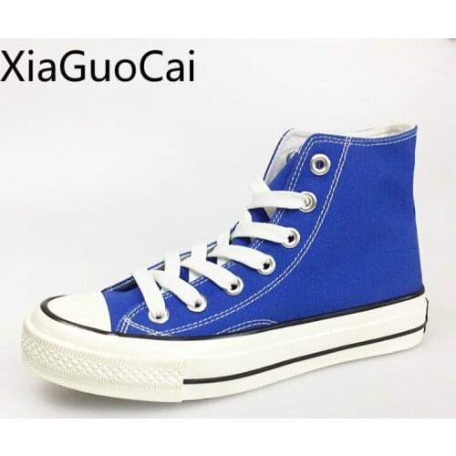 Blue High Quality Lace Up Women Canvas Shoes Rubber Spring and Autumn Unisex Casual Sneakers Flat Platform Shoes