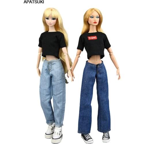 Doll Clothes Set For Barbie Outfits 1/6 BJD Dollhouse Shirt Tops & Jeans Pants Trousers Casual Wears Toys For Children DIY