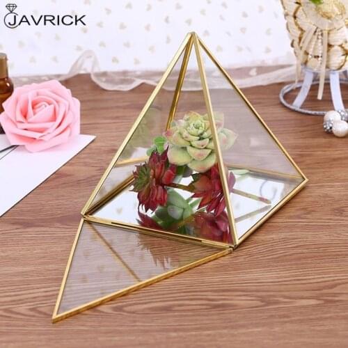 Pyramid Storage Box Glass Terrarium Design Jewelry Holder Clear Faceted Succulent Air Plant Planter Box Pot/Keepsake Display