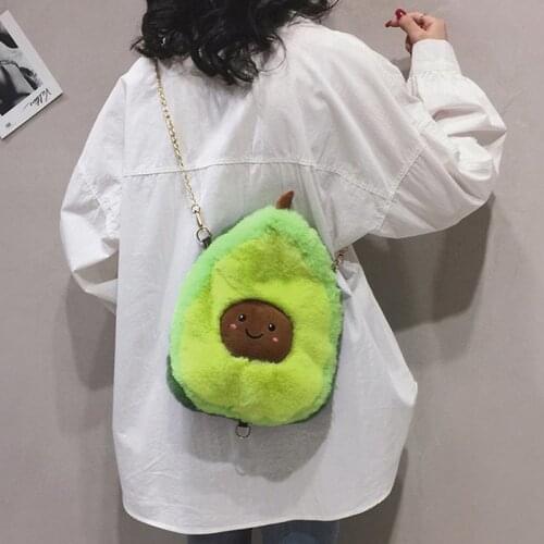 Hot Kawaii Avocado Plush Toy Cartoon Avocado Stuffed Multifunctional Shoulder Bag Cute Lucky Doll Baby Kids Children Gift