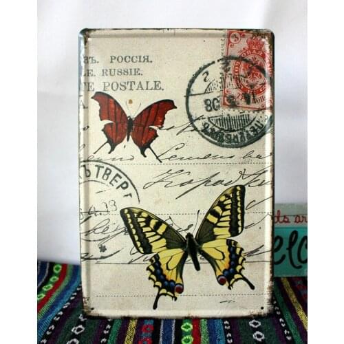50pcs/lot Metal Sign shabby chic Metal sign vintage Shabby chic Butterfly postal stamp tin wall plaque Z-02
