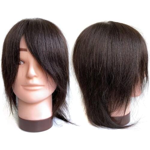 Male Mannequin Training Head With 100% Real Hair For Hairdressers Salon And School Hairdressing Practice Cutting Dyeing Colors