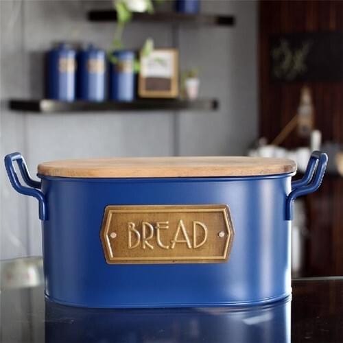 The Mia Cobalt Blue Galvanized Bread Storage Container