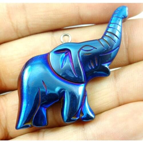Natural Quartz crystal Titanium Hematite hand-Carved Elephant Gem pendant for diy jewelry making necklace Accessories3pcs P19