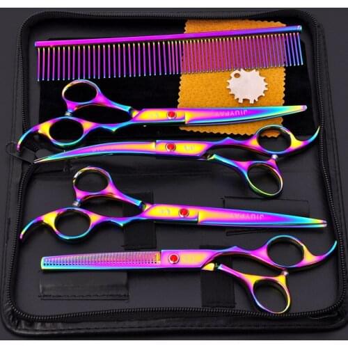 7 inch Stainless Steel Pet Dog Grooming Scissors Dog Cat Hair Thinning Shear Sharp Edge Pet Scissors For Dogs Cutting Tool Set