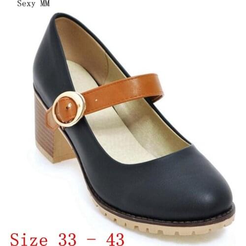 Square High Heels Pumps Women Oxfords Career Shoes Woman High Heel Shoes Kitten Heels Small Plus Size 33 - 40 41 42 43