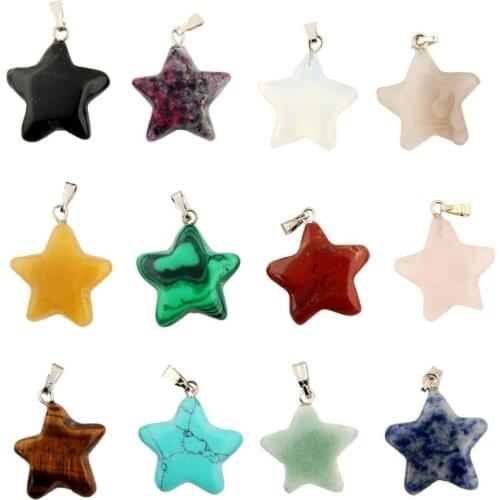 Assorted Star Shape Pendant 18mm Natural Stone Pendants Charms For Necklace Earring Accessories Jewelry Making Wholesale