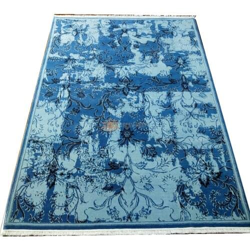 Seeykeep™ 5x7.5ft Rectangle Classic Pure Woolen Handknotted Blue backcolor Rug-HS6036004