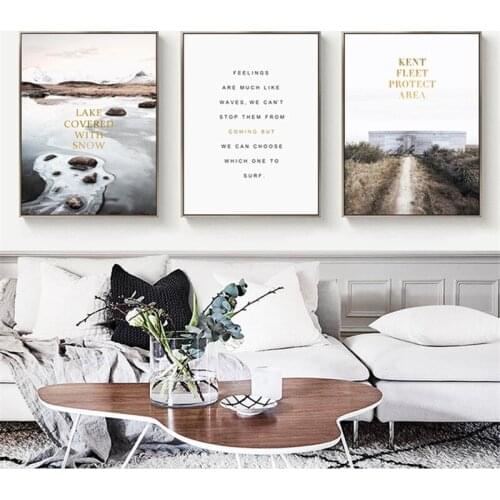 Northern European Natural Scenery Lake View Text Personality Living Room Decorative Painting Wall Decotation Poster Art