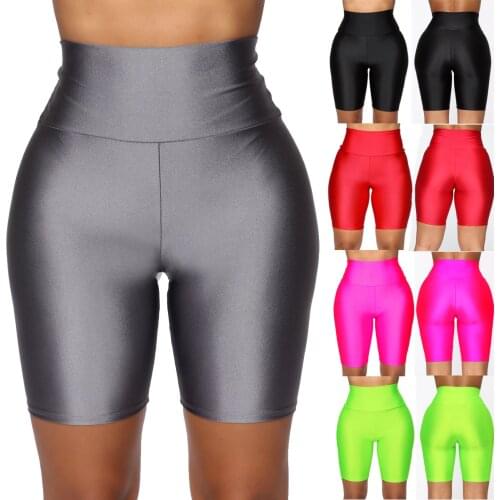 2020 Women Plain Sports Gym Cycling Skinny Fit High Waist Shorts Female Summer Casual Solid Basic Stretchy Bodycon Short Pants