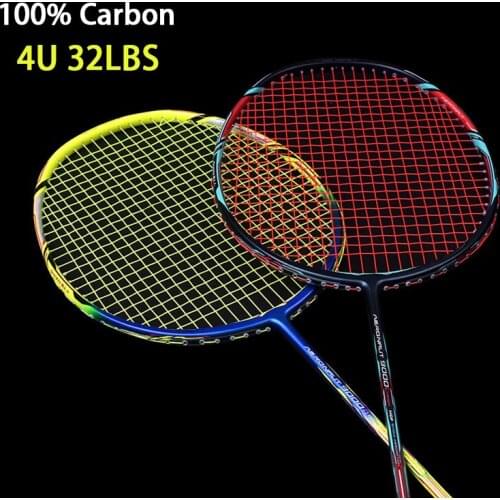High Tension 32LBS Ultralight 4U 80G Full Carbon Fiber Badminton Rackets Strung Professional Racquet With Bags G5 Adult Sports
