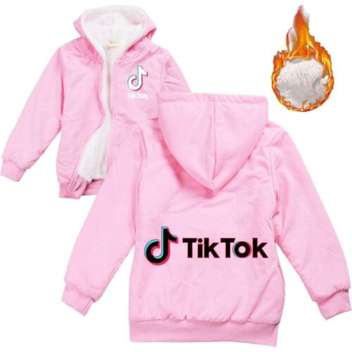 TIK TOK Winter Children Clothes Boys Girls Warm Thick Zipper Coat Cartoon Sports Suit Kids Clothes
