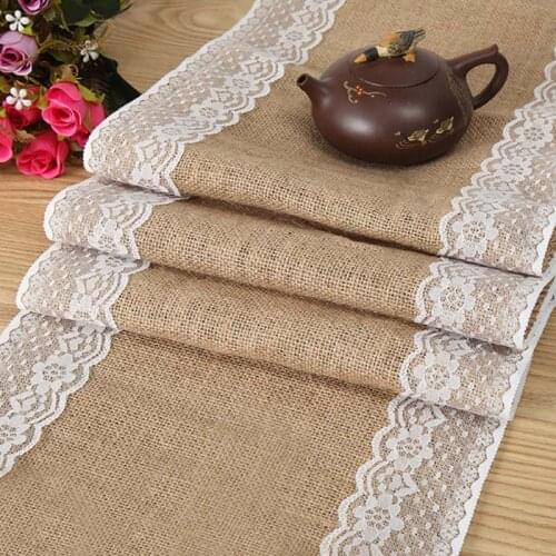HAZY Wedding Burlap Table Runner Jute Linen Table Runner for Birthday Party Christmas New Year Dining Table Home Decoration