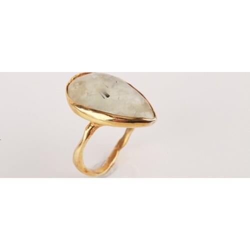 UM US JEWELRY Quartz Stone Gold Plated 925 Sterling Silver Women 'S Ring