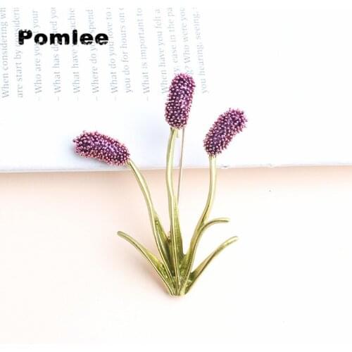 Pomlee Foxtail Grass Brooches For Women Animal Purple And Yellow Flower Broches Fashion Bijouterie Broche Femme Bijoux De Luxe