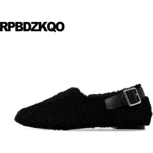 Flats Winter Designer Shoes Women Luxury 2021 Rubber Sole Comfortable Chinese Black Ladies China Slip On Round Toe Fur Fashion