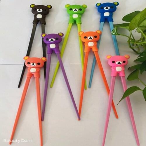 1 pair multi color cute bear panda cat learning training chopsticks for kids chinese chopstick learner gifts