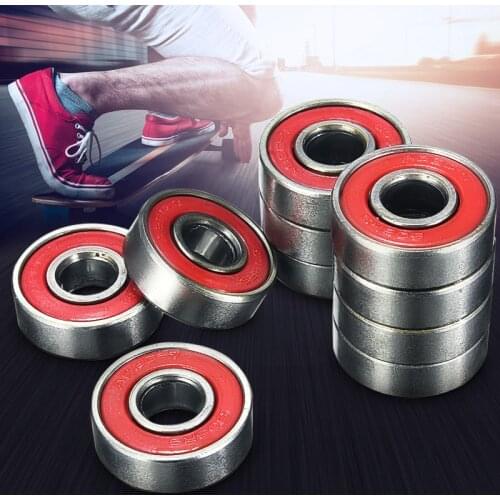 10Pcs 608 RS ABEC-5 Inline Roller Skate Wheel Bearing Anti-rust Skateboard Wheel Bearing Red Sealed Shafts