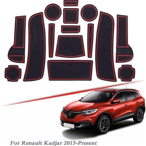 16pcs Car Styling For Renault Kadjar 2015-2020 Latex Gate slot pad Interior Door Groove Mat Non-slip dust Mat Auto Accessories