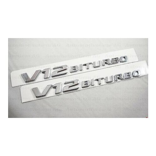 2PCS 2017+ OEM FOR Mercedes V12 BITURBO Fender AMG Emblem Chrome Badge S63 S65 CL65 more