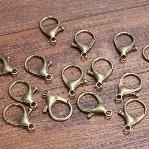 20pc/lots Large Antique Bronze Bag Lobster Clasp Clips Snap Hooks For Key Ring Keychain Diy Jewelry Connector Accessory Findings