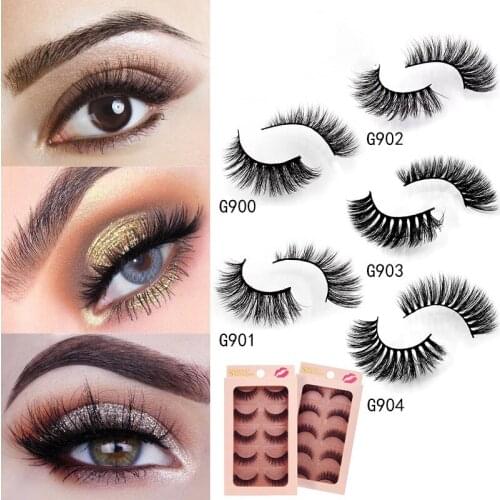 5 Pairs Faux Mink Hair Stage Makeup Pure Handmade False Eyelashes Long Thick Natural Sexy Eye Lash Extension DIY Cosmetic Tools