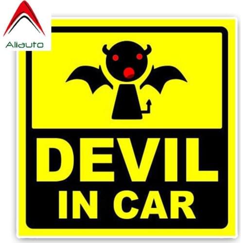 Aliauto Warning Sign Car Sticker Cartoon Devil In Baby Vinyl Decals Cover Scratches for Skoda Superb Volvo Lifan X60 ,14cm*14cm