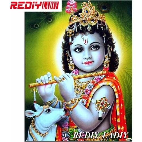 DIY 5D Diamond Mosaic Lord Krishna Icon Full Diamond Painting Cross Stitch Kits Diamonds Embroidery Home Decor Mosaic Pictures