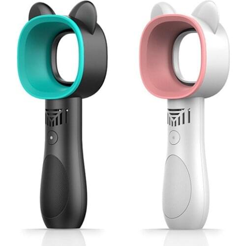 Mini Bladeless Fan Portable Cute Cat Handheld USB Rechargeable Mute Without Vane Home Outdoor Ventilador Cooler Desktop Airflow