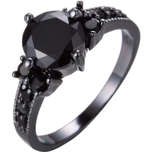 CHAMSS Fashion Black Zircon Ring Personality Simple Women Party Manufacturers Wholesale