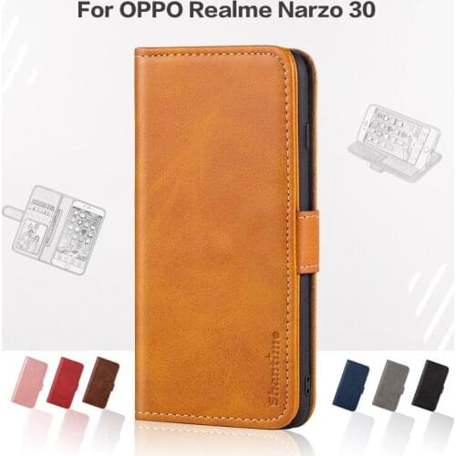 Flip Cover For OPPO Realme Narzo 30 Business Case Leather Luxury With Magnet Wallet Case For OPPO Realme Narzo 30 Phone Cover