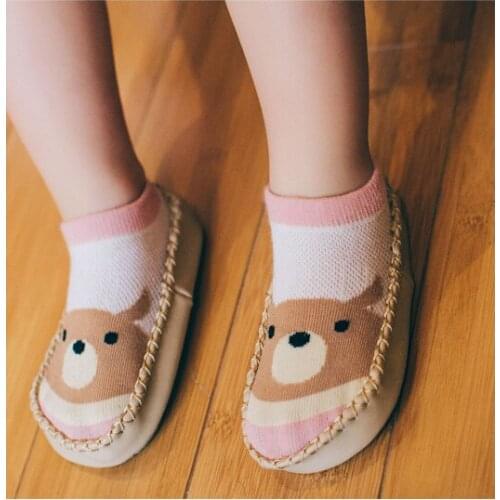 Baby Toddler Shoes Leather Non-Slip Floor Socks Cute Cartoon Printed Childrens Socks
