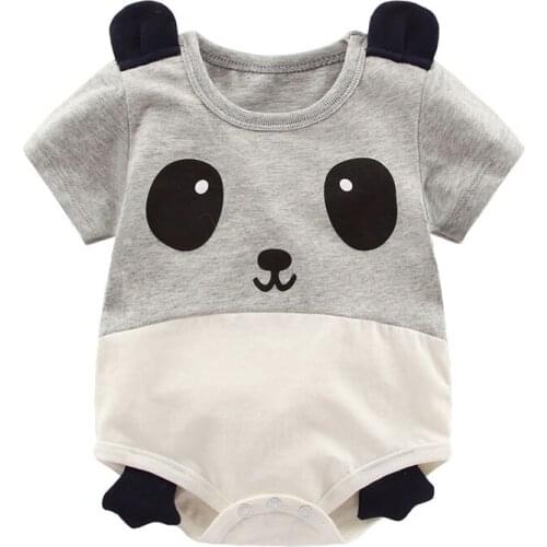 Baby Clothes For Unisex One-Piece Cotton Romper Lovely Cartoon Panda Printing Jumpsuit Short Sleeve Summer Outfit 0-18 Months