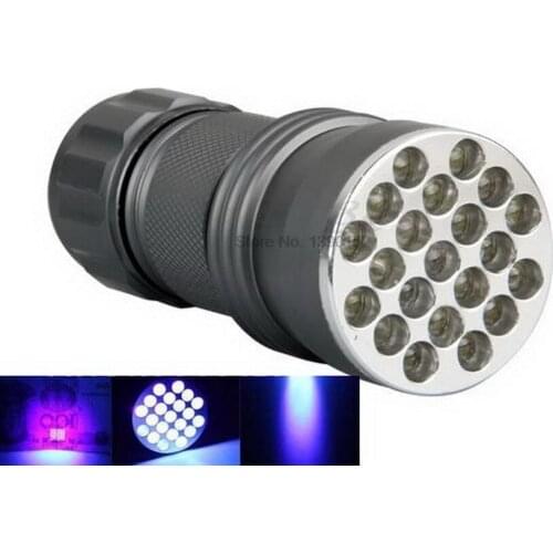By dhl 50pcs 21 LED UV Light 395-400nm LED UV Flashlight torch lamp UV adhesive curing Travel safety UV detection