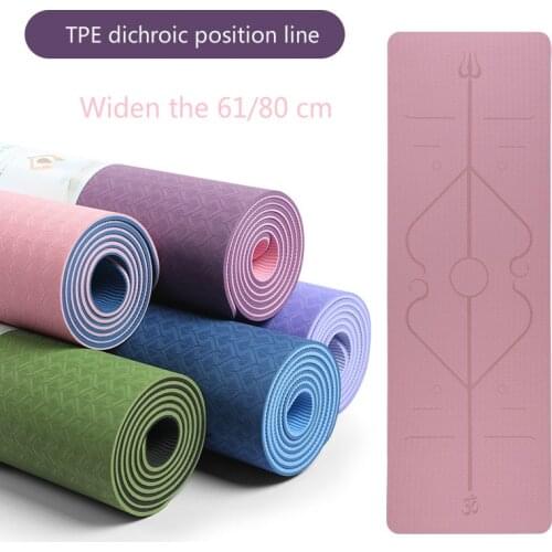 Double Layer Two-color Yoga Mat Body Position Line Thickens 8mm and Widens 61/80cm Gym Mat