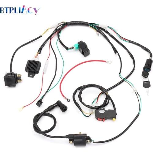 BTRLIACY Wiring Harness Loom Solenoid Ignition Coil CDI Rectifier for 50cc 110cc 125cc PIT Quad Dirt Bike ATV Dune Buggy