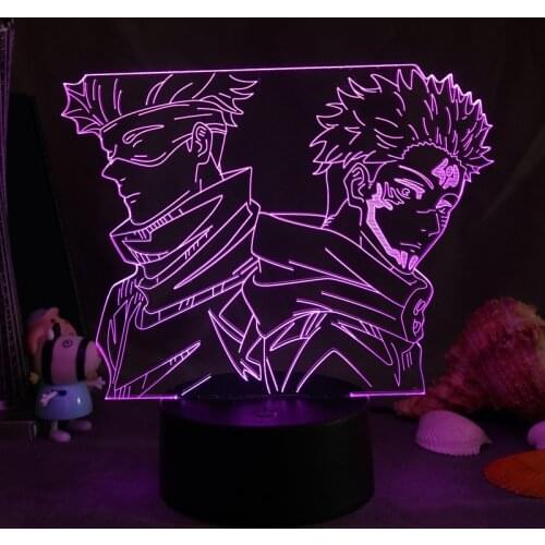 Jujutsu Kaisen Figures Stand Model Plate LED Night Light Desk Decor Cool 3D Lamp Lighting Standing Sign Collectible for Bedroom