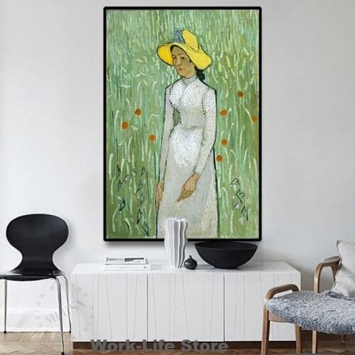 Famous Oil Painting Wall Art Canvas Poster The Lady In the Field By Van Gogh Scenery Picture For Living Room Home Decor No Frame
