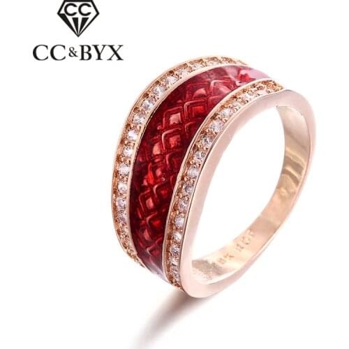 Rose Gold color Rings for Women Fashion Red Rings Luxury Jewelry Party Rings Accessories Bague Bijoux Anillos Punk 18KR005