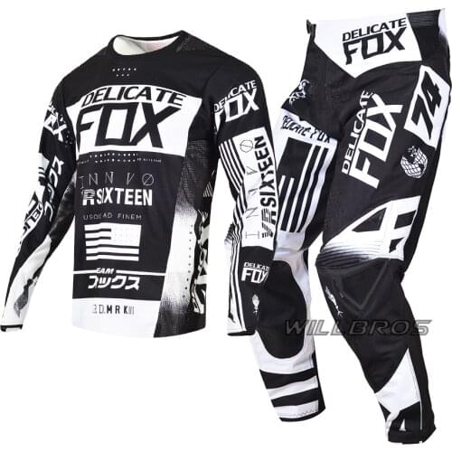 Delicate Fox Flexair Union Jersey Pants ATV MTB UTV MX Dirt Bike Offroad Gear Set Mountain Bicycle Kits Black Suit Mens