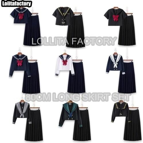 Dark magic JK sailor suit womens orthodox 80cm long skirt middle suit Japanese sailors uniform academic school uniform